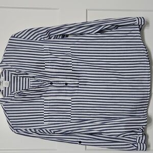 Love Potion Navy and White Striped Casual Shirt